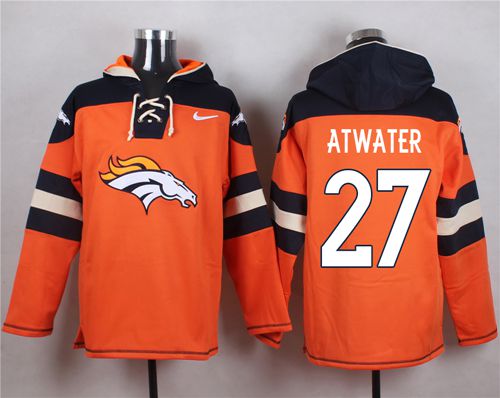 Nike Broncos #27 Steve Atwater Orange Player Pullover NFL Hoodie